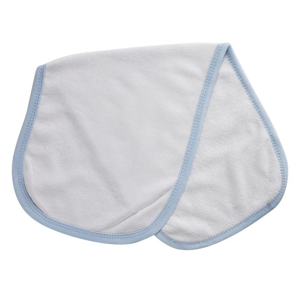 Burp Cloth - White With Blue Binding Two Ply Terry